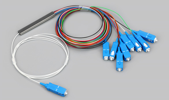 FTTX Fiber Optic 1 * 8 FTTH PLC Splitter Mini Type Sc / upc Connector