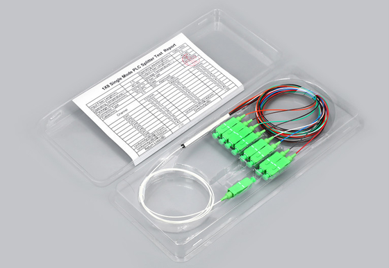أنبوب فولاذي نوع 1x8 PLC Fiber Splitter SC / APC Connector Fibre Optical PLC Splitter